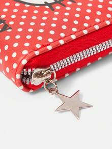 HELLO KITTY AND FRIENDS | SHEIN Dompet Koin Portabel Bergaya Motif Polkadot Merah dengan Kapasitas Besar - Merah - View 4