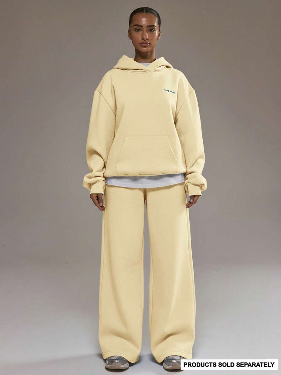 Musera Sport Quần thể thao ống rộng ngoại cỡ (chỉ có phần dưới) Padel, đồ tập thể dục mùa đông, quần nỉ, quần tập gym, quần thể thao năng động. - Butter Yellow - Xem 1