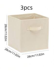 Bộ 3 hộp đựng đồ bằng vải có thể gấp gọn, có tay cầm, hộp đựng đồ gấp gọn cho kệ tủ quần áo, hộp đựng đồ hình khối màu be để sắp xếp nhà cửa, đựng đồ chơi, quần áo và chăn màn. - Nhiều màu - Xem 12