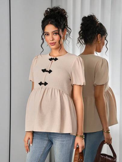 Momance 孕妇休闲舒适短袖衬衫