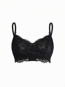 1pc Black Lace Sexy Maternity Nursing Bra, Breastfeeding Lingerie - Black - View 6