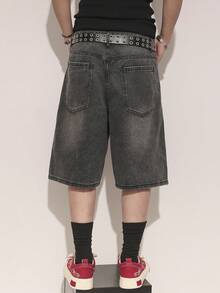 STEELVANCE Men's Casual Printed Denim Shorts - Grey - View 2