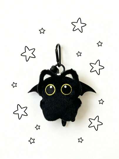 POKOJA LAND Lindo muñeco de peluche de gato negro con alas de murciélago, muñeca de gatito con ojos grandes, mejor regalo para niños y novias, mejor opción para regalos de cumpleaños y fiestas, colgante de bolso, decoración de escritorio