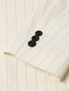 Manfinity Bizformal 男士纯色缺角领双排扣长袖西装外套和长袖休闲办公套装 - 淡黃色 - 查看 5