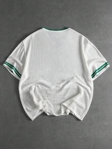 ROMWE MEN Street Life Men's Coconut Tree Vacation Style Short Sleeve Knit Top - White - View 2