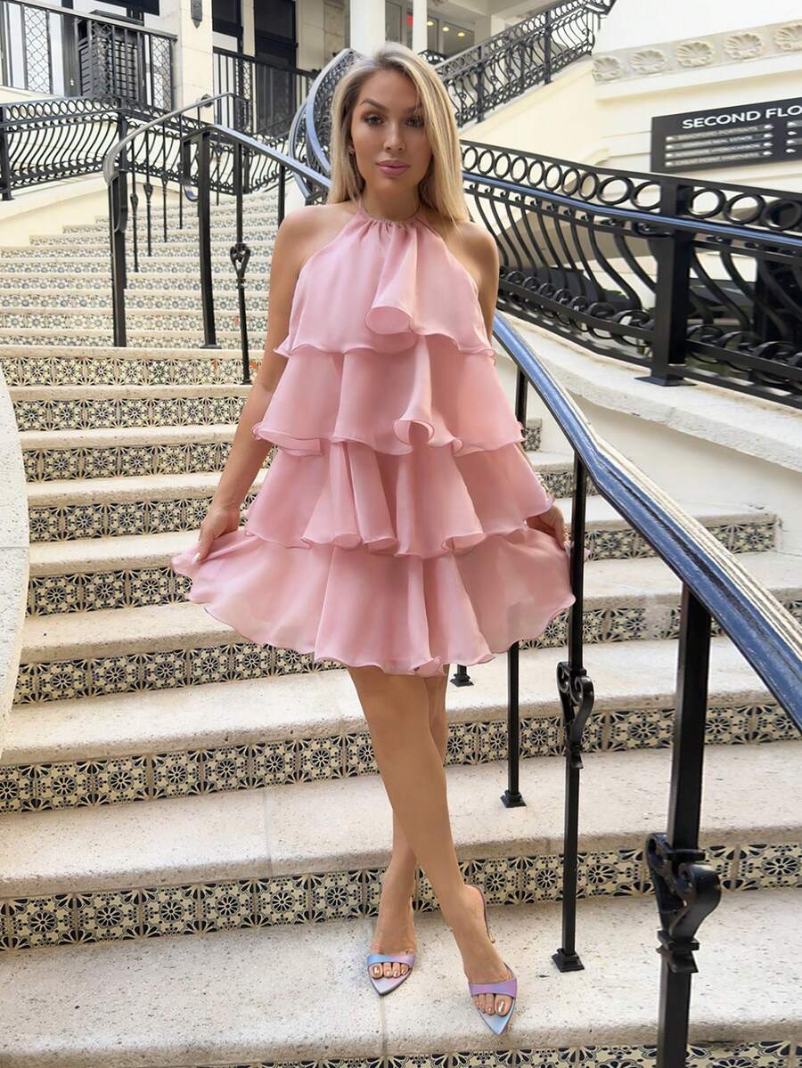 Cioccolato 夏季浪漫度假款露肩傘形連身裙 - 白色 - 查看 1