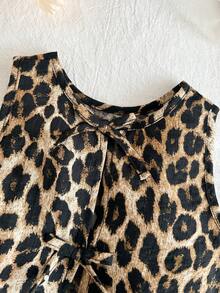 SHEIN Babygirl Casual Cute Versatile Leopard Print Camisole - White - View 5