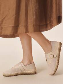 Styleloop Women's Buckle Design Casual Versatile Flat Shoes Holiday Travel Essential Boho - Beige - View 4