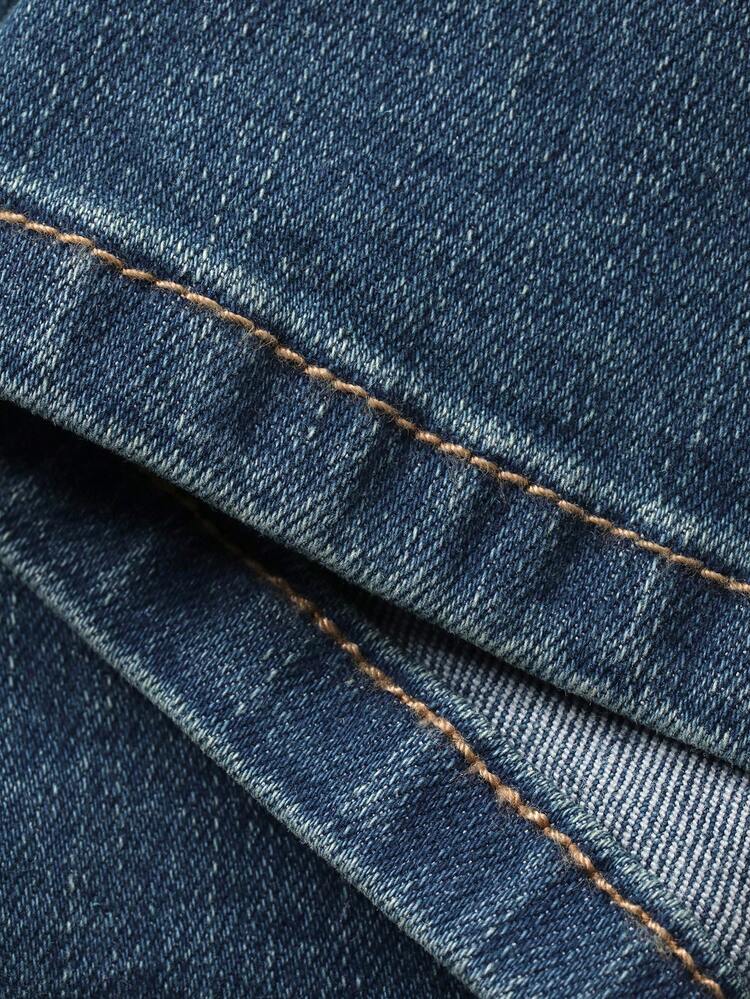 Women's Elegant Western Cowgirl Distressed Pocket Slim Flare Jeans, Suitable For Spring And Autumn Y2k