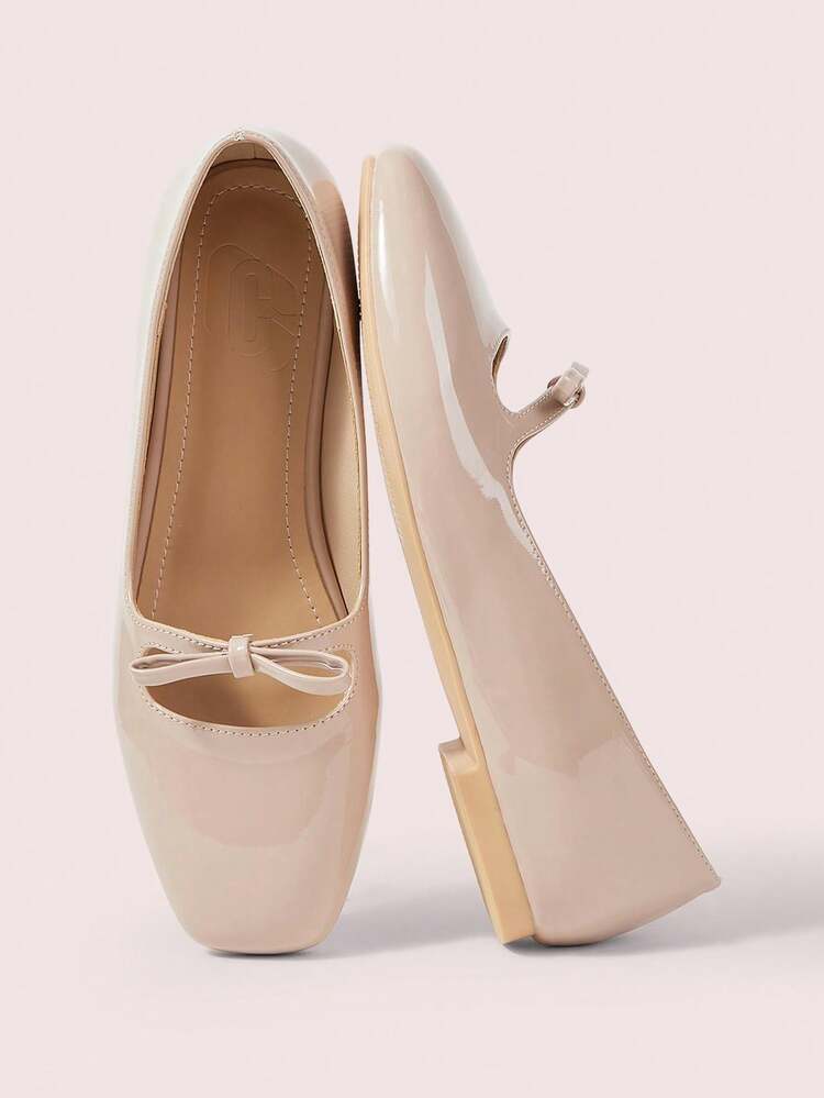 CUCCOO DOLLMOD Women Shoes Fashion Apricot Round Toe Word With Bow Ballet Flat Shoes Commuting Party Shopping Vacation Comfortable Women Flat Shoes Valentine's Day Spring Shoes
