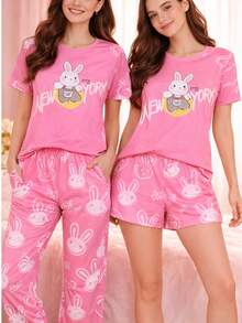 PIJAMA SUAVE Y FRESCA DE MUJER - ROSA FUERTE - Ver 1