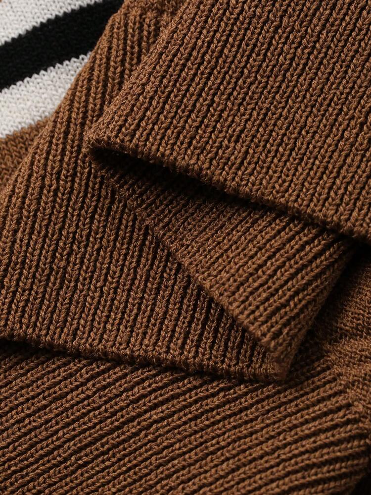 Women's Striped Print Half-Zip Pullover Short Sleeve Knit Top Summer