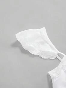 ROMWE Avant 优雅甜美简约性感珍珠雪纺蕾丝女式衬衫 - 白色 - 查看 3