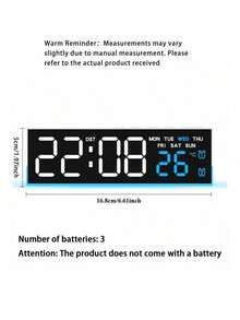 Multifunctional Atmosphere Lamp Alarm Clock, Minimalist Electronic Clock With LED Digital Display, Bedside Clock With Week, Temperature, 3 Brightness Levels, AC Powered & Battery Operated - USB or other DC connection - View 6