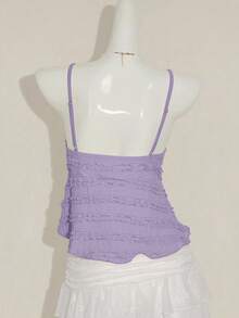 Sweetina Women's Solid Color Lace Fitted Camisole, Versatile For Dates And Outings - Mauve Purple - View 2