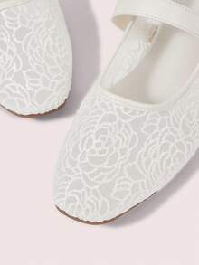 CUCCOO DOLLMOD Women's Shoes Mesh Embroidery Decorative Flat Bottom Mary Jane - off-white - View 8