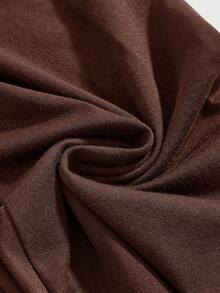 ROMWE Grunge Punk Versatile Black Drawstring Flare Leg Pants For Women - Coffee Brown - View 3