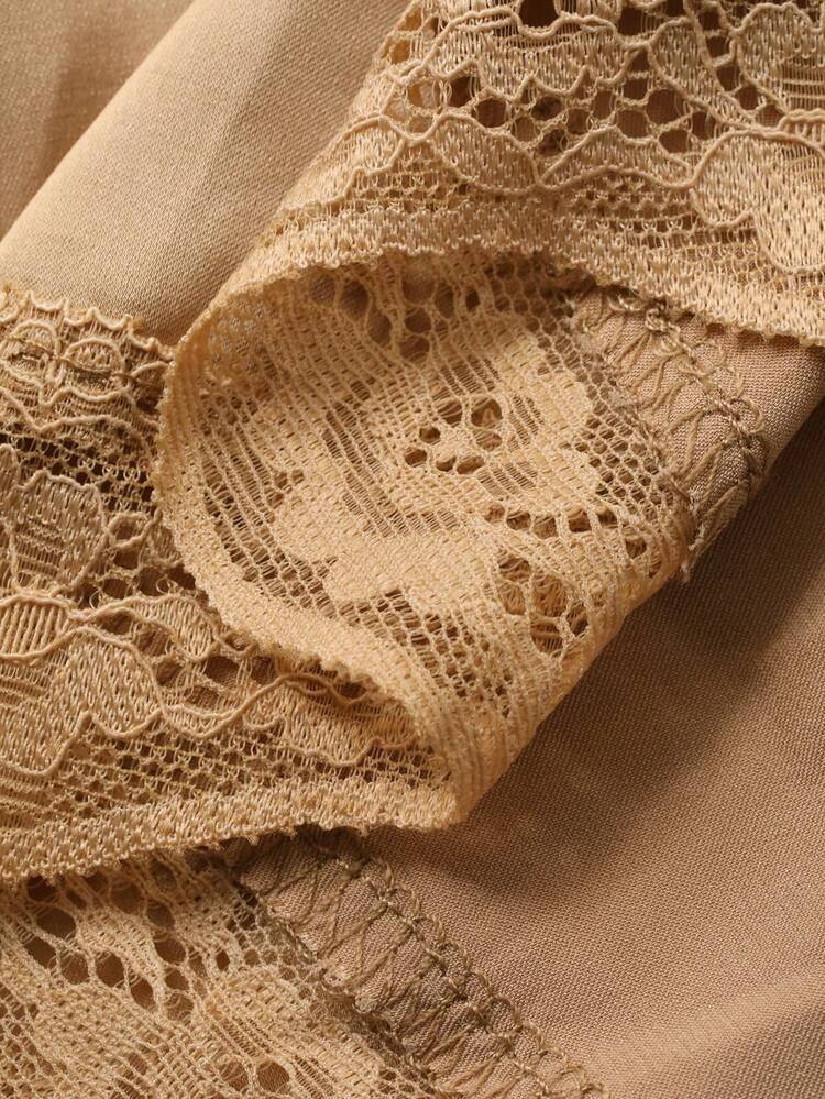 Elegant Lace Patchwork Satin Camisole Top With Built-In Padded Bra For Women