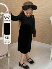 DAZY Girls Solid Color Dress - Black - View 1