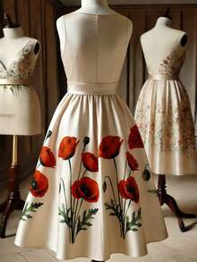 GlowEve Women's Floral Print V-Neck Sleeveless Mid-Length Dress - Multicolor - View 2