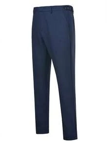 Manfinity Bizformal Men's Solid Color Casual Pants With Belt Loops And Pockets, Minimalist And Versatile, Formal - Navy Blue - View 5