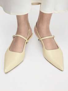 Tacones altos elegantes con diseño de hebilla y punta afilada para mujer - Albaricoque - Ver 2
