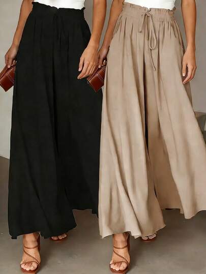 EMERY ROSE 女士纯色褶皱抽绳腰宽松裤