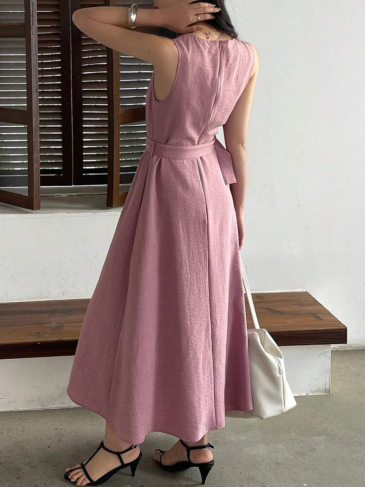 Women's Casual Solid Color Sleeveless Dress Sun Dresses For Women