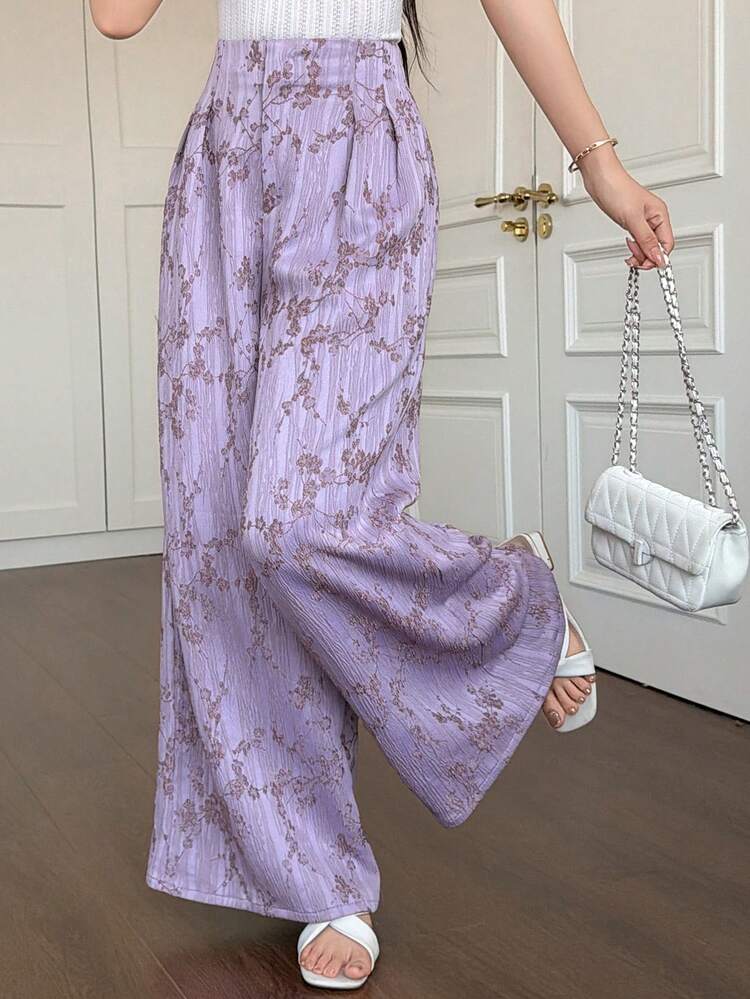 Women's Elegant Floral Print Wide Leg Maxi Pants, Spring/Summer