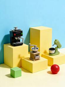 Zazumi 1/3Pcs Miniature Coffee Machine/Blender / Coffee Grinder For Dollhouse With Grid Space, Designed For Kitchen Baking Scenes. - Multicolor - View 1