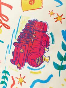 HARRY POTTER X SHEIN 米色底花卉图案英文字母斜挎包 - 彩色 - 查看 3