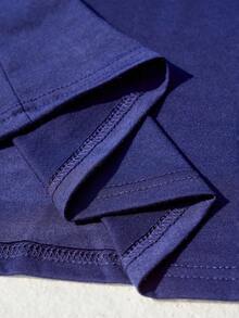 Manfinity CityGents 男士夏季字母印花圓領短袖休閒T恤 - 寶藍色 - 查看 7