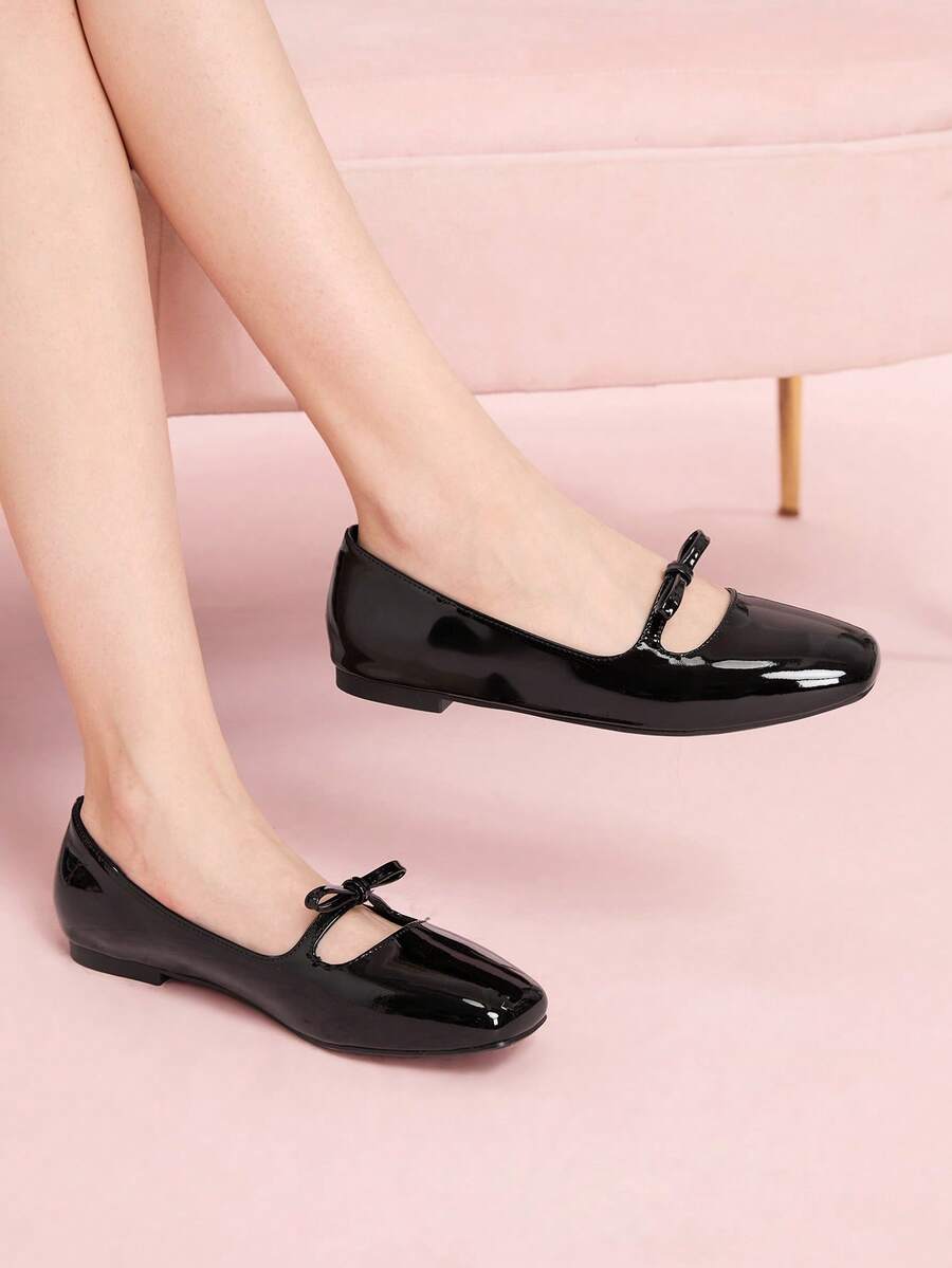 CUCCOO DOLLMOD Giày nữ thời trang màu đen có nơ, giày bệt nữ thoải mái, thích hợp đi làm, dự tiệc, mua sắm, du lịch. - Màu đen 1 - Xem 1