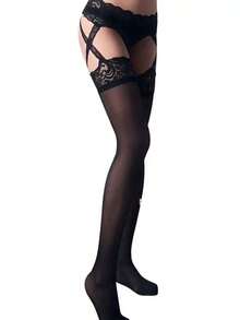 Medias de liga sexy para mujer - Negro - Ver 3