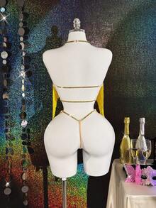 两件套性感派对内衣套装 - 金色 - 查看 2