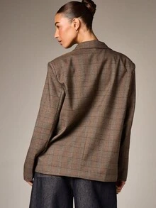 AiiRZ 超大款格纹修身西装外套，双排扣设计，适合秋冬季专业办公室正式商务场合。 - 彩色 - 查看 3