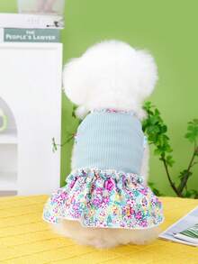 PETSIN 狗狗服装、猫咪服装、动物裙装、宠物春夏新品系列、幼犬连衣裙、公主风百搭连衣裙、条纹印花、小型动物服装、清凉防晒霜 - 彩色 - 查看 13