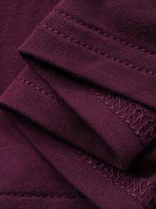 DAZY Women's Elegant Solid Color Asymmetric Drape Neck Tie T-Shirt, Summer - Purple - View 11
