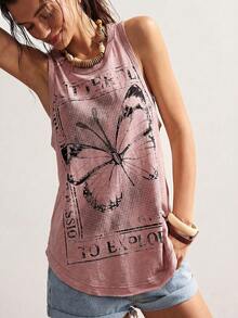 Bohemela Solid Color Knit Sleeveless Women Tank Top - Pink - View 7