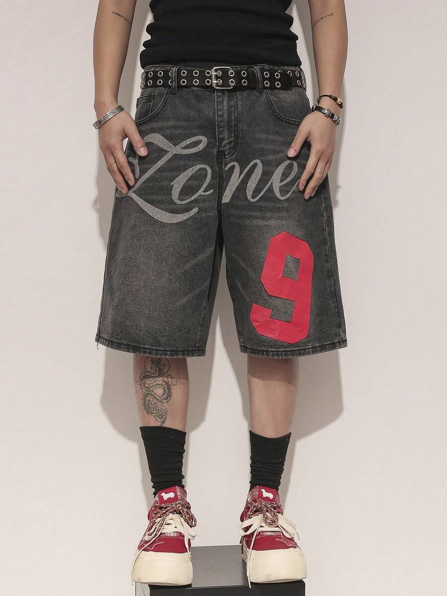 STEELVANCE Men's Casual Printed Denim Shorts - Grey - View 1