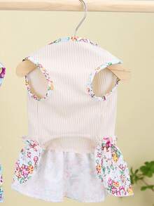 PETSIN 狗狗服装、猫咪服装、动物裙装、宠物春夏新品系列、幼犬连衣裙、公主风百搭连衣裙、条纹印花、小型动物服装、清凉防晒霜 - 彩色 - 查看 7