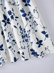 Rusticease Plus Size V-Neck Floral Print Elegant Short Sleeve Dress\Summer\Vacation\Flower Summer Dress  Summer Outfits Summer Clothes Spring Dress Spring Outfit Women Spring Clothing Country Style For Women Country Dress For Women Vacation Outfits Women - Multicolor - View 4