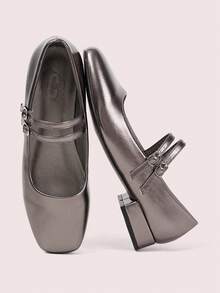 CUCCOO DOLLMOD Giày nữ màu đỏ rượu vang kiểu Mary Jane gót thấp chunky, thích hợp đi làm hàng ngày, công sở, dự tiệc, đi làm về. Giày cao gót màu đỏ tía, giày mùa xuân, lễ Phục sinh, Giáng sinh. - Xám - Xem 2