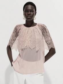 Chiquease Women's Round Neck Sleeveless Contrast Lace Blouse Women's Blouses For Summer Lace Top - Champagne - View 7