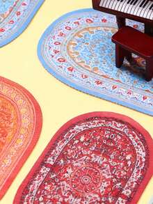 MINKOJA Bộ 1/4 tấm thảm trang trí sàn nhà búp bê thu nhỏ 4 màu, mô hình trang trí phòng khách thu nhỏ bằng vải, thảm dệt Thổ Nhĩ Kỳ hình bầu dục, trang trí nhà tranh, các thành phần tự làm cho cảnh nhỏ, Lễ Phục Sinh, Quà tặng Lễ Phục Sinh, Đồ vật thu nhỏ. - Nhiều màu - Xem 3