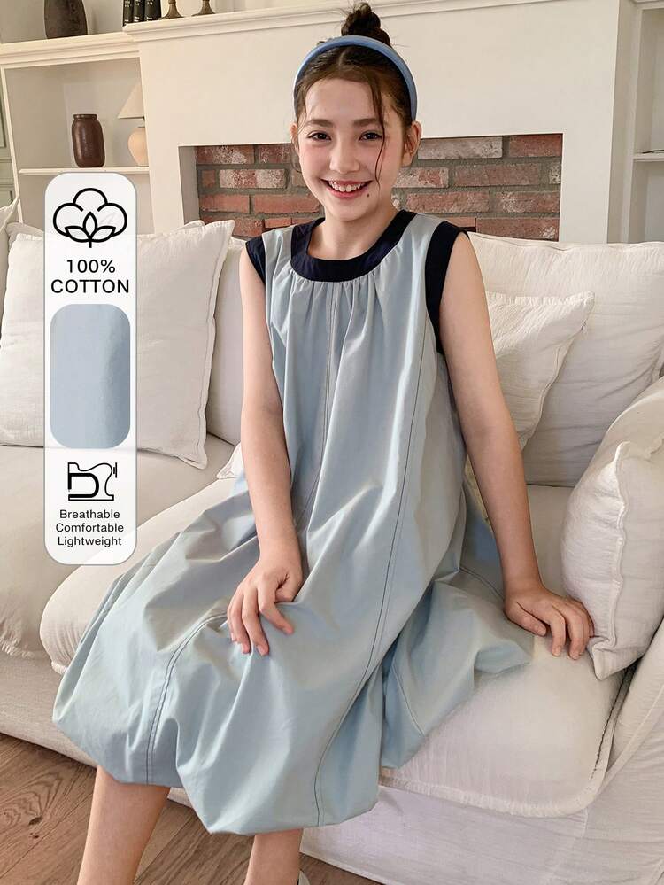 Girls Sleeveless Round Neck Dress Summer