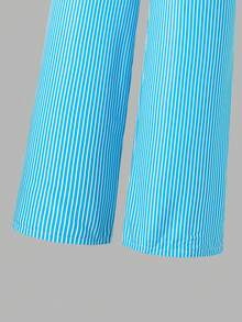 SHEIN Sparklyn 2pcs/Set Teen GirlCasual Camisole Top And Wide Leg Pants Set, Summer - Blue - View 6