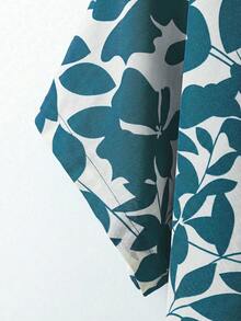 SHEIN LUNE CURVE 两件套加大码女装夏季纯色圆领蝙蝠袖上衣和阔腿裤休闲套装 - 薄荷藍 - 查看 5