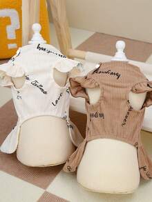 PETSIN 狗狗服装、猫咪服装、动物裙装、宠物春夏新品系列、幼犬连衣裙、公主风百搭连衣裙、条纹印花、小型动物服装、清凉防晒霜 - 彩色 - 查看 11