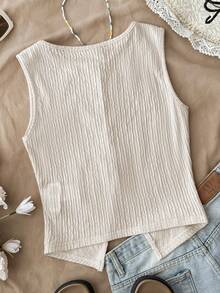 Tween Girls Cute White Crop Top With Black Bowknot Detail And Slit Hem, Summer Tops - Apricot - View 2